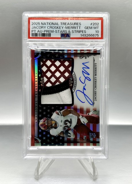 2025 National Treasures - Jacory Croskey-Merritt Stars & Stripes RPA /13 PSA 10
