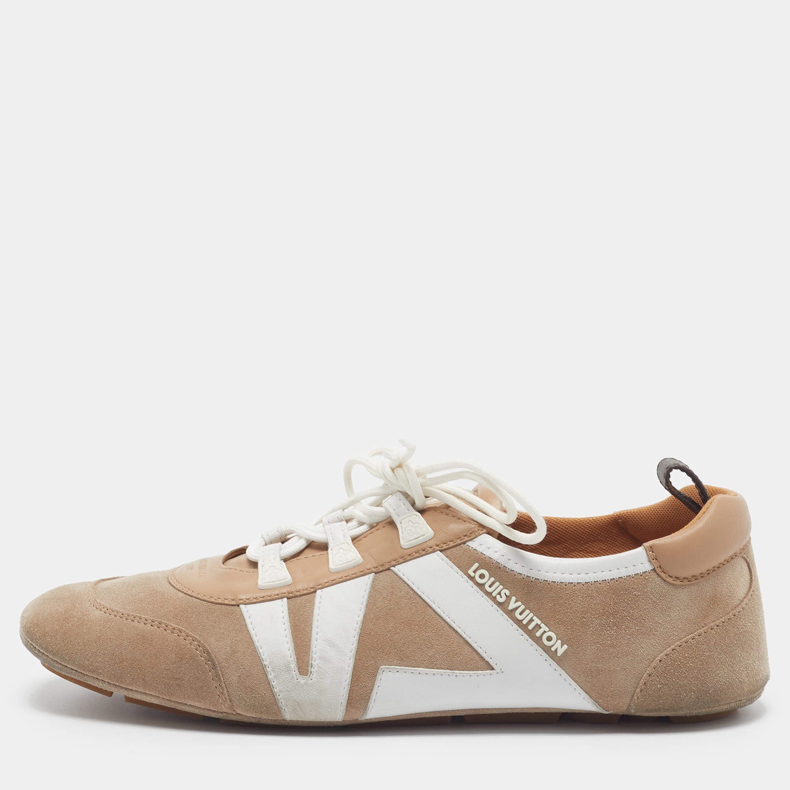 Louis Vuitton Sneakerina Size 40 BeigeWhite Leather and Suede Low Top Sneakers