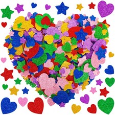 300 PCS Foam Stickers, Colorful Heart Stickers Glitter 300pcs, Star