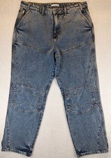 Reclaimed Vintage Brand Wide Leg Baggy Mens Y2K Jeans 38x32 Skate Urban Rave