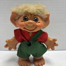 Vintage 8" Dam Troll Doll Euro Thomas Boy w/ red green felt suit 1961 Denmark