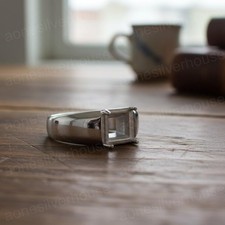 925 Sterling Silver Engagement Semi Mount Band-Square Emerald Cut Ring Setting