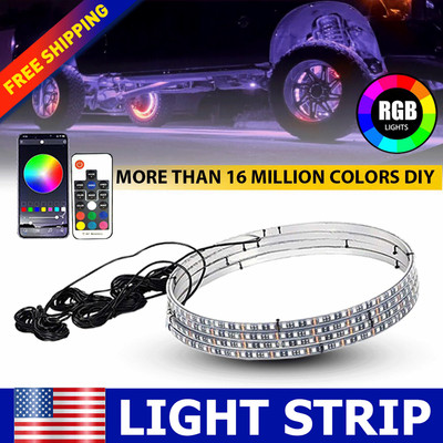 48in LED Ring Light Wheel Strobe Jump Chasing RGB Color Strip Rim Light Lamp Bar
