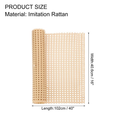 Plastic Rattan Cane Webbing Roll,16 Inch x 3.3 FT Hand Woven Faux Woven - Photo 2/6