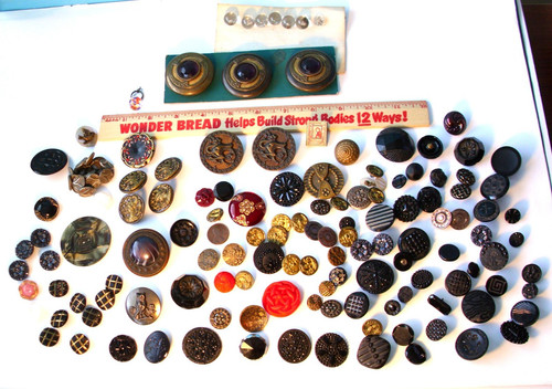 ❤❤ HUGE Antique VICTORIAN & Vtg BUTTON Buttons LOT Glass Mother of Pearl BIRDS