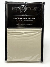Hotel Style Pillowcases KING 600 Thread Count Set of 2 100 Cotton Cream Mist