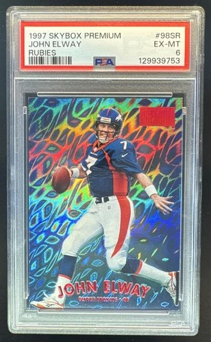 129939753 John Elway 1997 Skybox Premium #98SR Rubies /50 PSA 6
