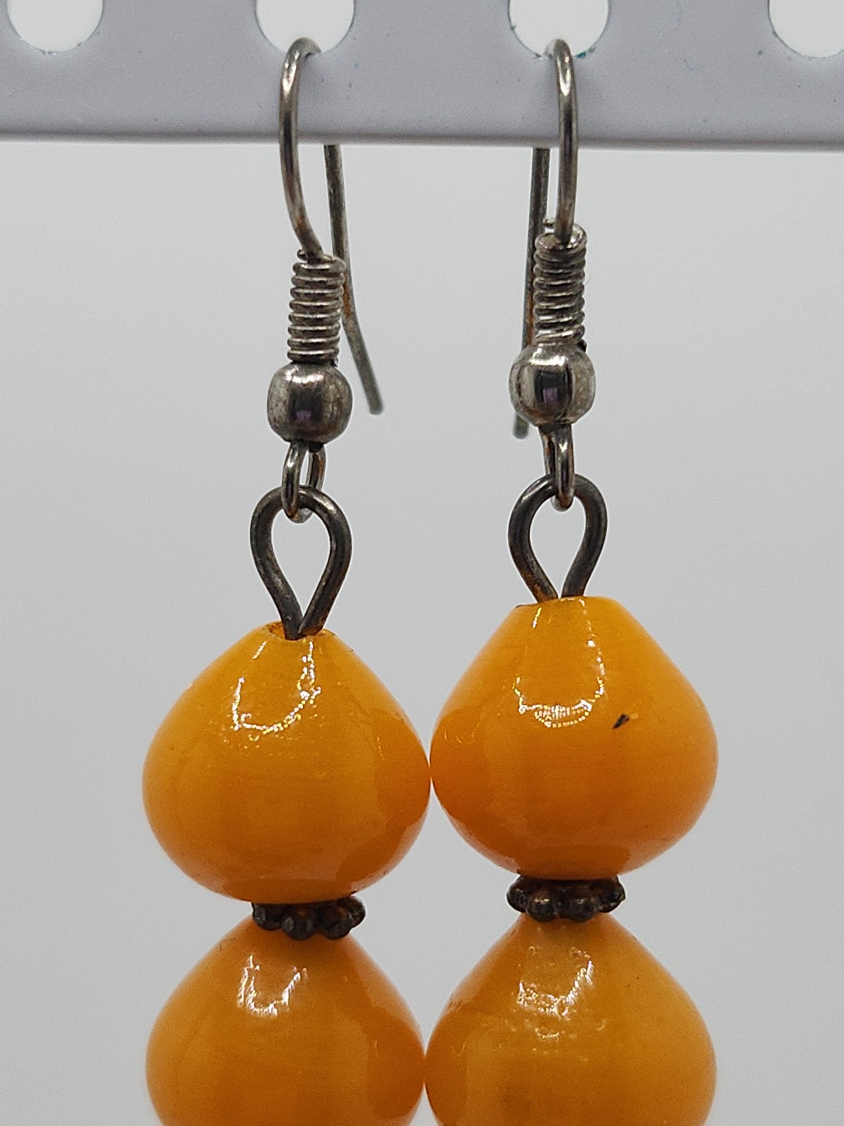butterscotch bakelite long dangle drop earrings w… - image 6