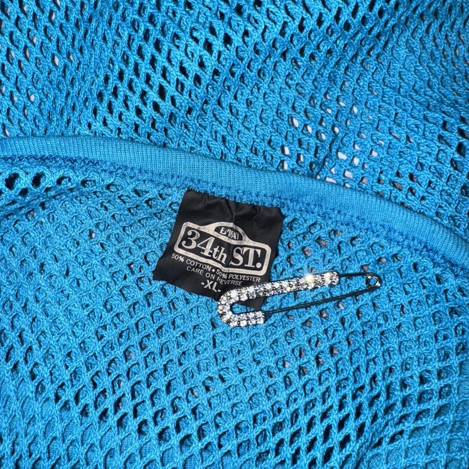 Vintage 34th Street Electric Blue Mesh Tank Top Muscle Tee 1980's Sz XL - Image 4 of 4