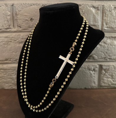 Floating Cross Necklace Pendant Brass Christian Mixed Metal Rustic Attitude