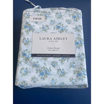 NWT Laura Ashley Cotton Percale Twin Sheet Set