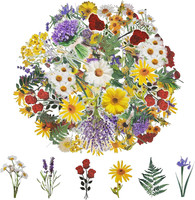 18 StüCk Blumen Scrapbooking Aufkleber, Pet Transparente Pflanzen Aufkleber, Blu
