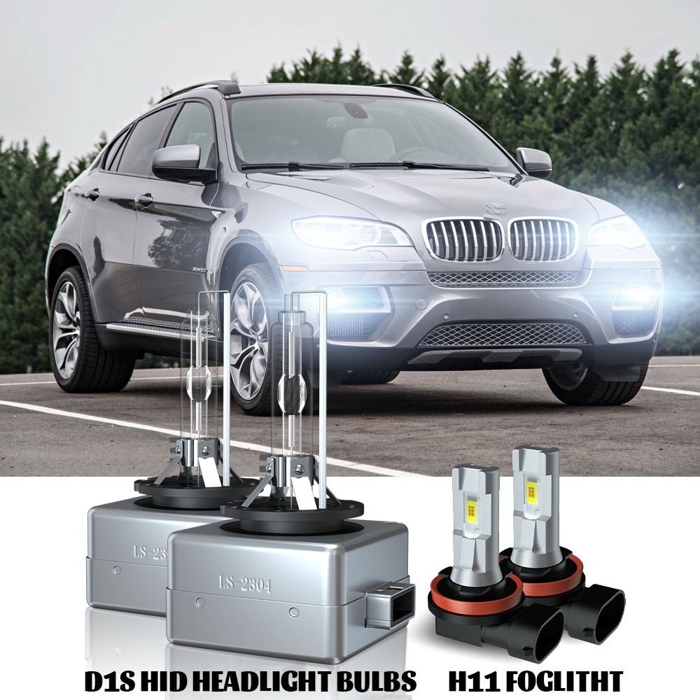 For 2008-2013 2014 BMW X6 LED Headlight HID High/Low Beam+Fog Light Bulbs Combo