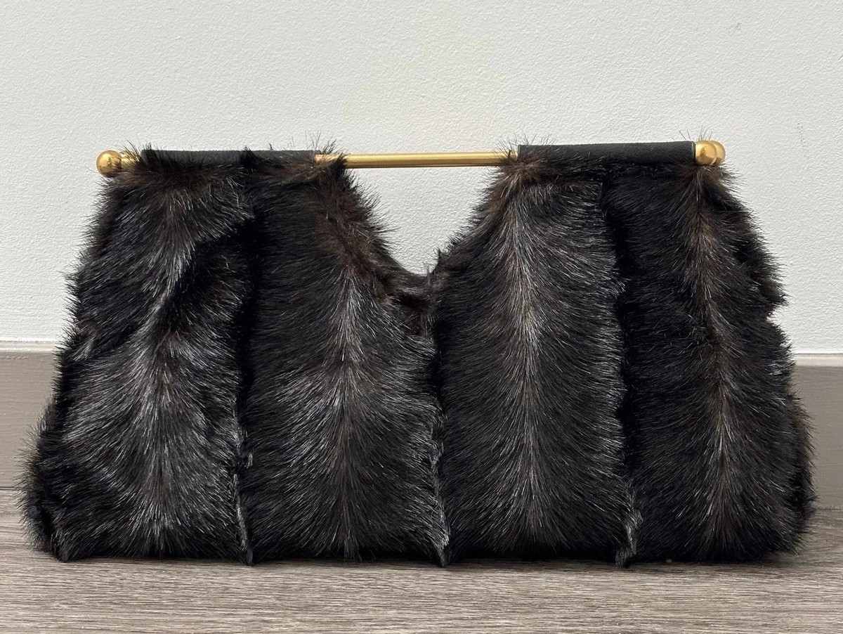 ZARA BROWN FAUX FUR CLUTCH BAG Ref 6055/710/700 | eBay