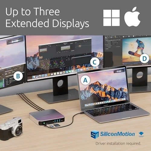 KENSINGTON AD220S3 DUAL DISPLAY DOCK FOR ANY MACBOOK M1/M2/M3/M4 - SILVER - Image 3 of 4