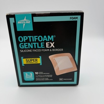 Medline Optifoam Gentle Ex Silicone Foam & Border Box of 10 3X3 Brand New (A9-1)