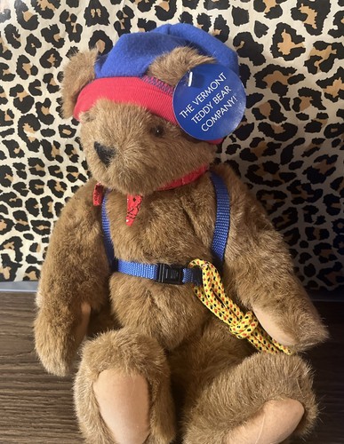 THE Vermont Teddy Bear Company Brown Bear Hat Backpack Bandanna Rope 1998 - Picture 6 of 9