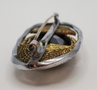 Antique Victorian Mourning Brooch Pin Jet Black Onyx Gold Mesh Twisted Silver — photo 9