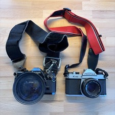 Film Camera Lot Canon AE-1 Pentax Asahi Zoom Lens FD 35-105mm 1:3.5 For Parts