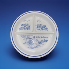 Vintage 1950s Midcentury Vitrock Milk Glass Divided Little Bo-Peep Child's Plate