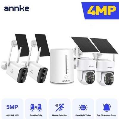 ANNKE Wireless 4MP Color WIFI Security Camera System Solar Power Two Way Audio