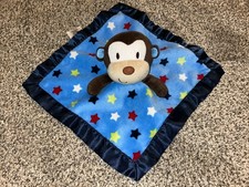 Garanimals Monkey Red Green White Blue Stars Blue Satin Security Blanket/Lovey