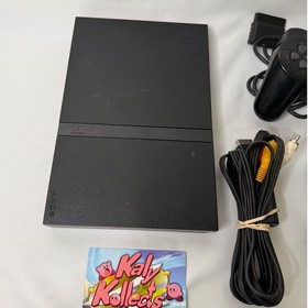 Sony PlayStation 2 PS2 Slim Black Console SCPH-75001 OEM Controller Tested