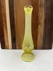 New ListingVintage Fenton Green Opalescent Uranium Glow Hobnail Swung 3756 Bud Vase MINT