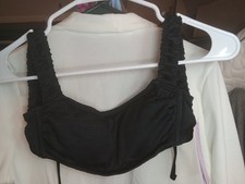 XS 0-2 Women's Cap Sleeve Smocked Bralette Bikini Top - Wild Fable  Black