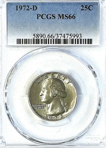 1972-D WASHINGTON QUARTER / PCGS MS66 / HARD TO FIND / UNC / VERY RARE