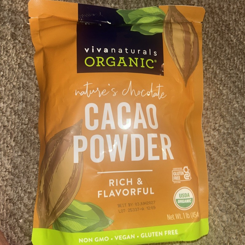 Organic Cacao Powder, Unsweetened, 1 lb (454 g) – Rich Dark Chocolate Flavor,