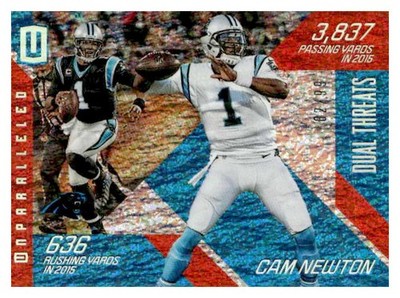 2016 Panini Unparalleled #DT-1 Cam Newton Dual Threats Orange #/99