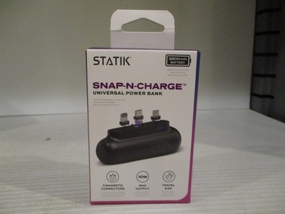 Statik Snap-N-Charge Universal Power Bank 3 Magentic Connectors 3200mAh Travel