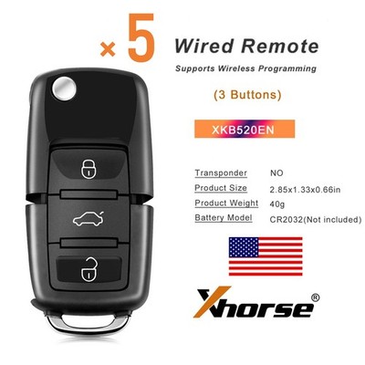 Xhorse XKB520EN Universal Wire Remote Key For V.W B5 Flip 3Buttons for VVDI Tool