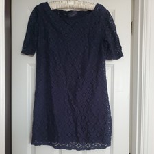 Navy Blue Dressl Lace Overlay Size 12 occasion / Casual dress Free Delivery