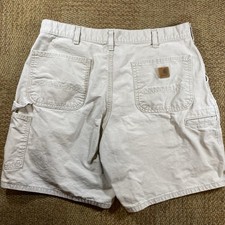 Vintage Carhartt Men's White  Cream Distressed Cargo Shorts Men  s 36