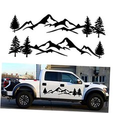 2PCS Car Side Body Stickers Mountain Tree Forest Graphic Decals DIY A-black