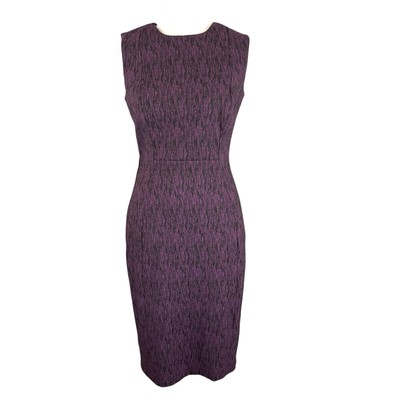 ponte knit bodycon dress calvin klein 2 Sleeveless Sheath Purple Black Back Zip Sleeveless