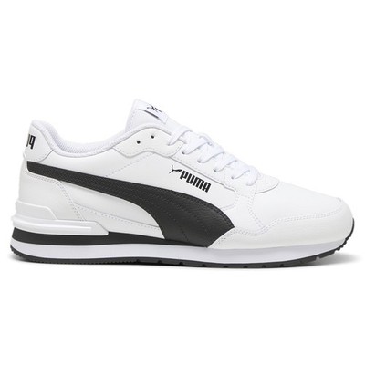 PUMA St Runner V4 Leather Lace Up  Mens Off White, White Sneakers Casual Shoes 3