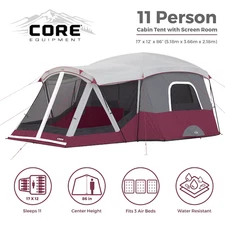 Used 1x - CORE 11-Person Cabin Tent w/ Screen Room + Footprint