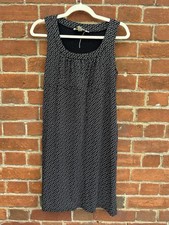 Vintage Blauata Italy Black White Sleeveless Dress L Viscose Stretch EU Made