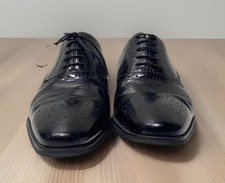 Men Versace Collection Black Oxford Genuine Leather Loafer Dress Shoe Size Eu 43