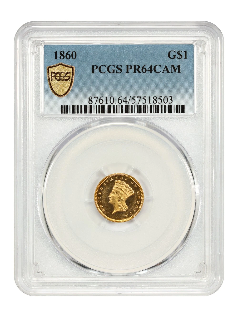 1860 G$1 PCGS PR64CAM - Gold Dollar