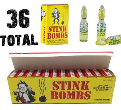 36 Stink Bombs   Stinky Glass Gag Prank Fart Joke (1 case of 36)  
