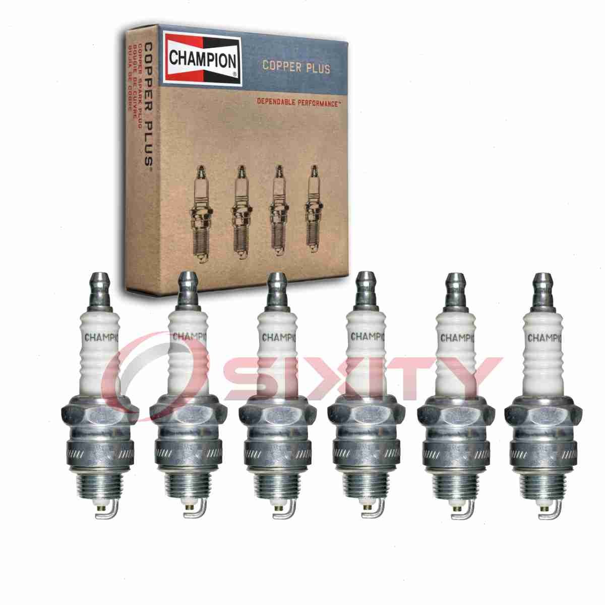 6 pc Champion Copper Plus Spark Plugs for 1964-1965 Oldsmobile F85 3.7L V6 fb