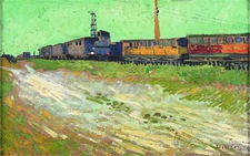 Hand-painted Oil Painting Vincent van Gogh Railway Carriages 