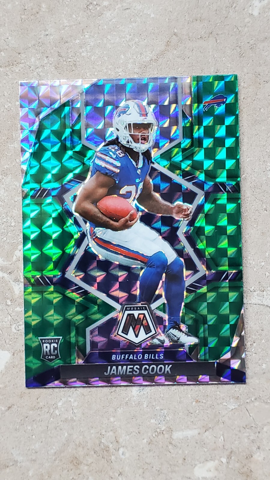 James Cook 2022 Panini Mosaic Green Prizm #309 Rookie- Buffalo Bills