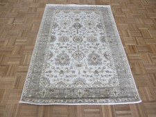 3'11 X 5'10 Hand Knotted Ivory Gray Bamboo Silk Oushak Ushak Oriental Rug G5718