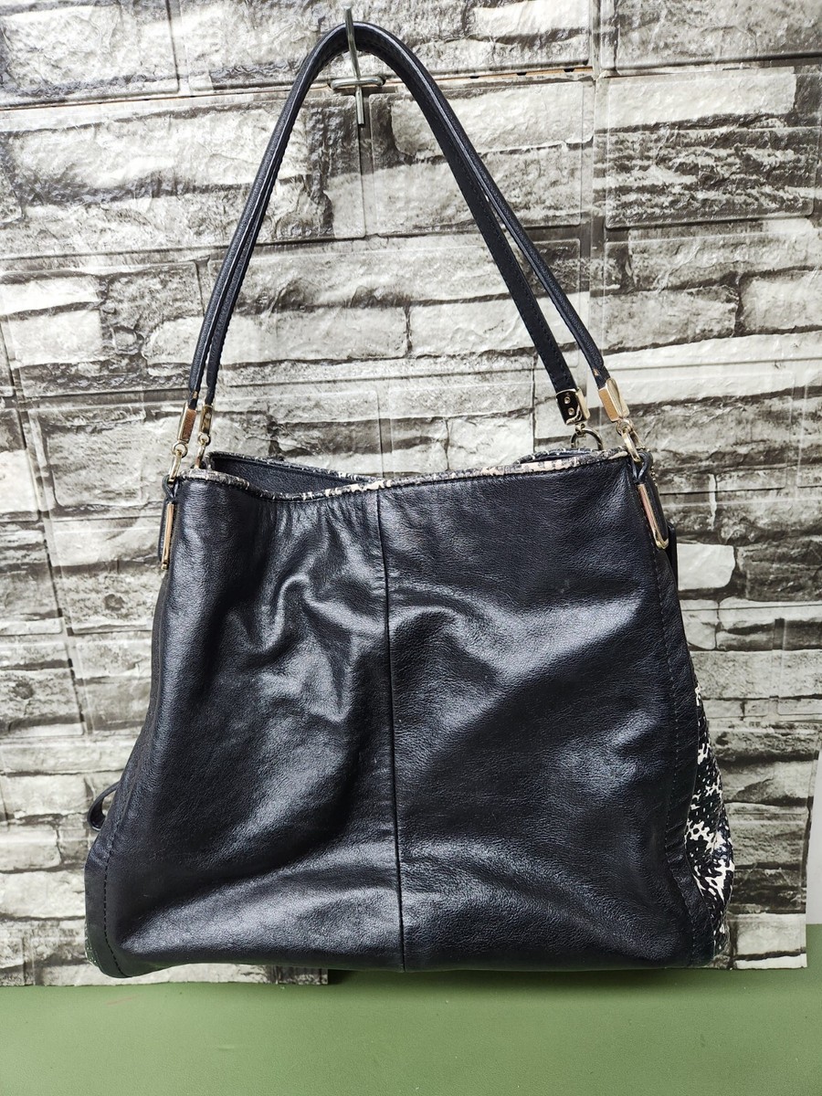 Coach Madison Phoebe Shoulder Bag Python Black & White Two Tone | eBay