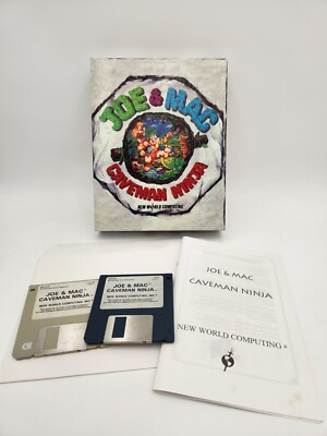 Joe and Mac Caveman Ninja MS-DOS 1991 Disk Big Box PC Game Complete Video Game
